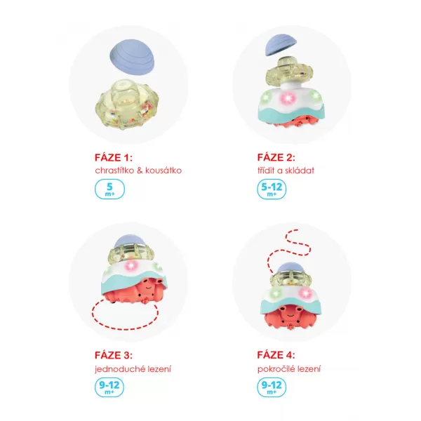 SKIP HOP Hračka aktivní na podporu plazení Krab 4v1 5m+